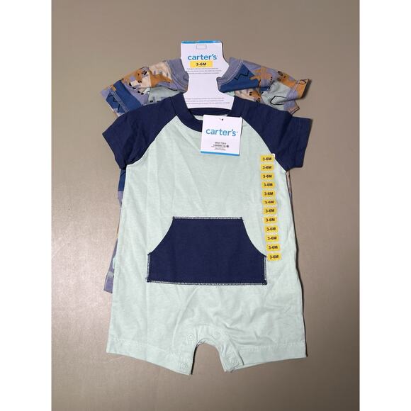 Carter’s Baby 2 Pieces 3-6M Green W/Blue And Animals - Picture 1 of 5